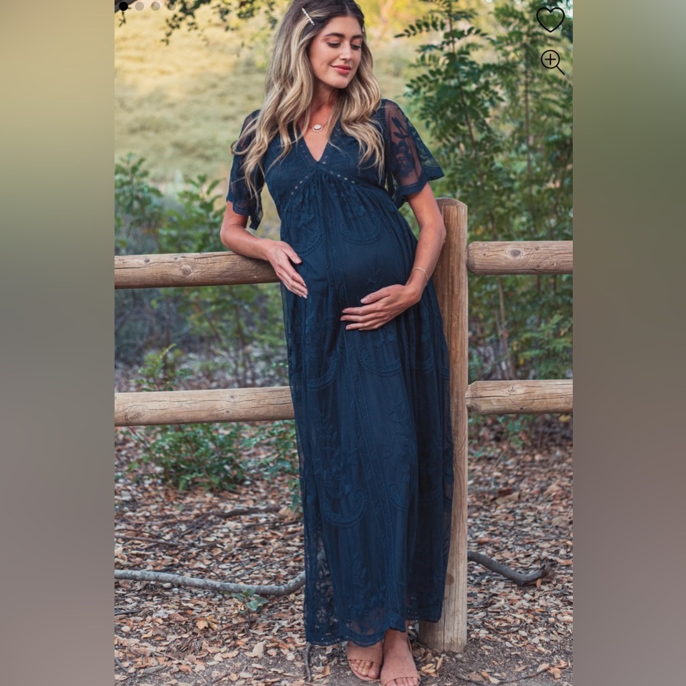Navy Blue Maternity Dress for Photoshoot- Women’s lace dress for Pregnancy- New